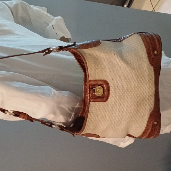 Brahmin Handbags - Brahmin Croc & woven canvas shoulder bag hobo